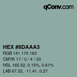 Color code: HEX #8DAAA3 | qconv.com