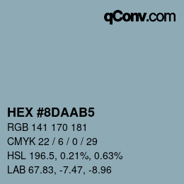 颜色代码: HEX #8DAAB5 | qconv.com