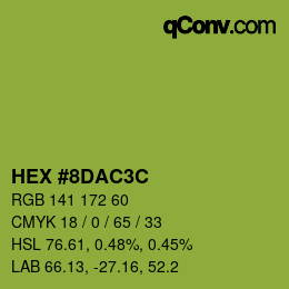 Color code: HEX #8DAC3C | qconv.com