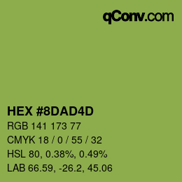 Color code: HEX #8DAD4D | qconv.com