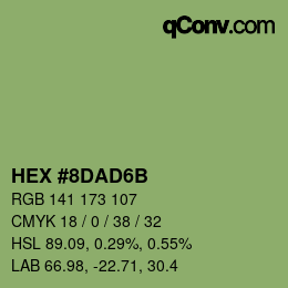 Color code: HEX #8DAD6B | qconv.com