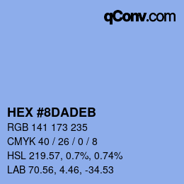 Color code: HEX #8DADEB | qconv.com