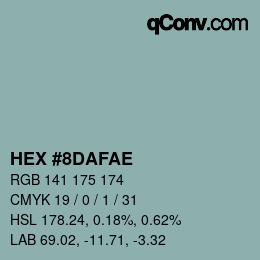 Code couleur: HEX #8DAFAE | qconv.com