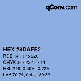 颜色代码: HEX #8DAFE2 | qconv.com