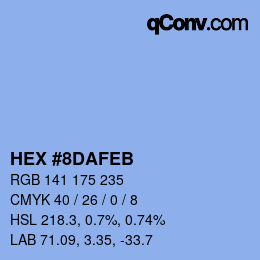 Color code: HEX #8DAFEB | qconv.com
