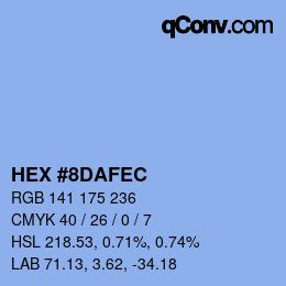 カラーコード: HEX #8DAFEC | qconv.com