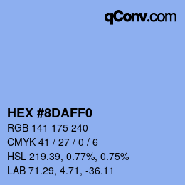 Color code: HEX #8DAFF0 | qconv.com