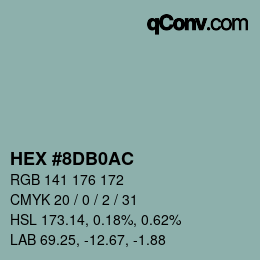 カラーコード: HEX #8DB0AC | qconv.com