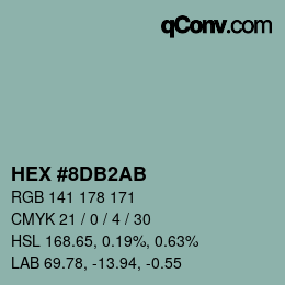Color code: HEX #8DB2AB | qconv.com