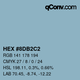 カラーコード: HEX #8DB2C2 | qconv.com