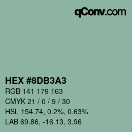 カラーコード: HEX #8DB3A3 | qconv.com