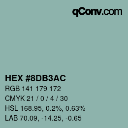 カラーコード: HEX #8DB3AC | qconv.com