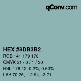 カラーコード: HEX #8DB3B2 | qconv.com