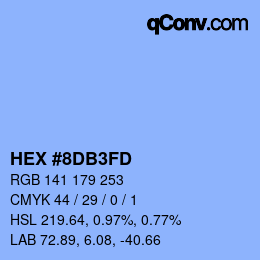 颜色代码: HEX #8DB3FD | qconv.com