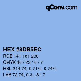 Color code: HEX #8DB5EC | qconv.com