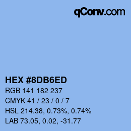 颜色代码: HEX #8DB6ED | qconv.com