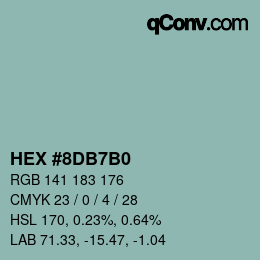 颜色代码: HEX #8DB7B0 | qconv.com
