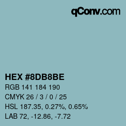 カラーコード: HEX #8DB8BE | qconv.com