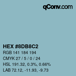 カラーコード: HEX #8DB8C2 | qconv.com