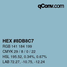 カラーコード: HEX #8DB8C7 | qconv.com