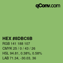 Color code: HEX #8DBC6B | qconv.com