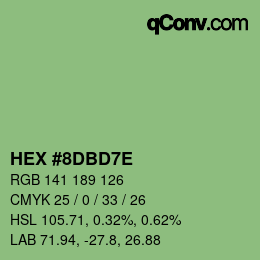Color code: HEX #8DBD7E | qconv.com