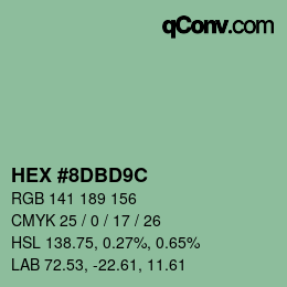 Color code: HEX #8DBD9C | qconv.com