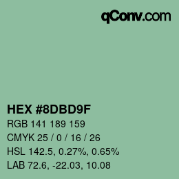 Color code: HEX #8DBD9F | qconv.com