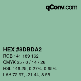 カラーコード: HEX #8DBDA2 | qconv.com