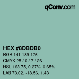 カラーコード: HEX #8DBDB0 | qconv.com