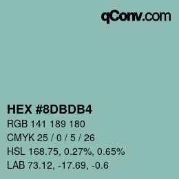カラーコード: HEX #8DBDB4 | qconv.com