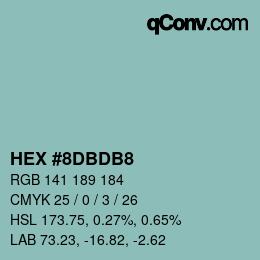 カラーコード: HEX #8DBDB8 | qconv.com