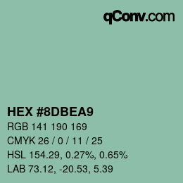 Code couleur: HEX #8DBEA9 | qconv.com