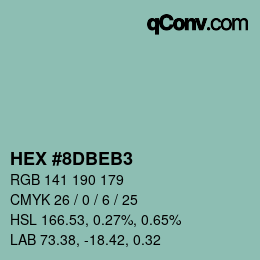 Color code: HEX #8DBEB3 | qconv.com