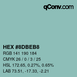 カラーコード: HEX #8DBEB8 | qconv.com