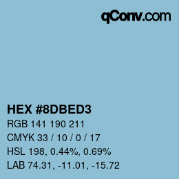 颜色代码: HEX #8DBED3 | qconv.com