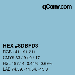颜色代码: HEX #8DBFD3 | qconv.com