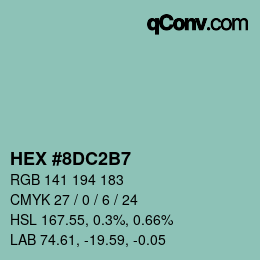 カラーコード: HEX #8DC2B7 | qconv.com
