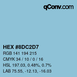 カラーコード: HEX #8DC2D7 | qconv.com