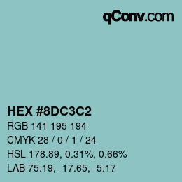 カラーコード: HEX #8DC3C2 | qconv.com
