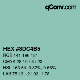 颜色代码: HEX #8DC4B5 | qconv.com