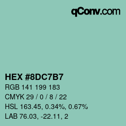 颜色代码: HEX #8DC7B7 | qconv.com