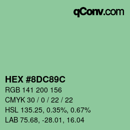 颜色代码: HEX #8DC89C | qconv.com