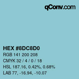 颜色代码: HEX #8DC8D0 | qconv.com