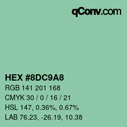 カラーコード: HEX #8DC9A8 | qconv.com