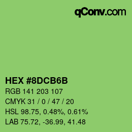 カラーコード: HEX #8DCB6B | qconv.com
