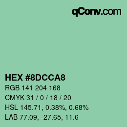 カラーコード: HEX #8DCCA8 | qconv.com