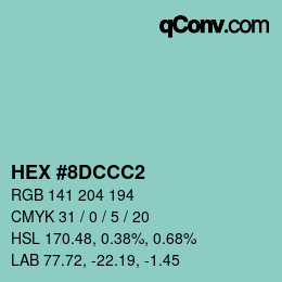 Color code: HEX #8DCCC2 | qconv.com