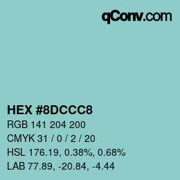 Color code: HEX #8DCCC8 | qconv.com