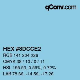 カラーコード: HEX #8DCCE2 | qconv.com